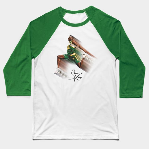 Shawn Kemp Slam Dunk Baseball T-Shirt by darklordpug